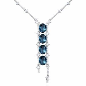 Blue Crystal Bar Necklace